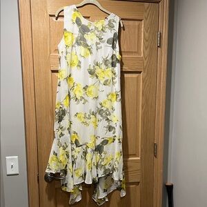 Calvin Klein Sleeveless Yellow Floral Drop-Hem Dress - Women